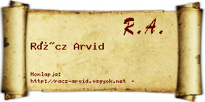 Rácz Arvid névjegykártya